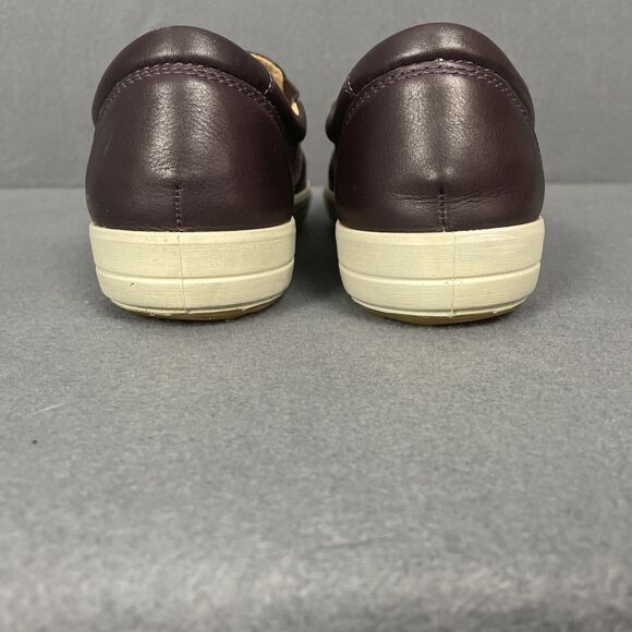 Hotter Slip On Loafer Shoe Women 9 Violet Plum Leather Flat Comfy Boho Casual - Picture 8 of 16